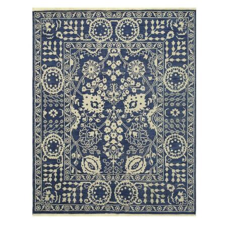 SUZANI Hand-knotted Wool Blue Traditional Oriental Rug IE71BL6X9